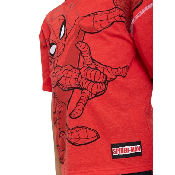MARVEL SPIDER MAN hooded cosplay tee and shorts 2-peice set NWT - Picture 6 of 12